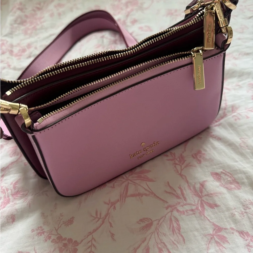 kate spade Pink and Burgundy Leather Crossbody Bag with Gold Hardware